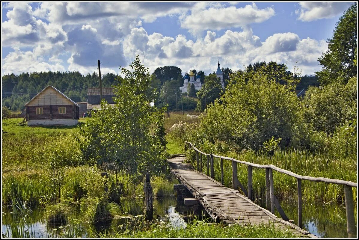 Село Тучково Владимирской обл. Река Вышний Пенская деревушка. Деревня деревеньки Ивановской области. Лето деревня Урал.