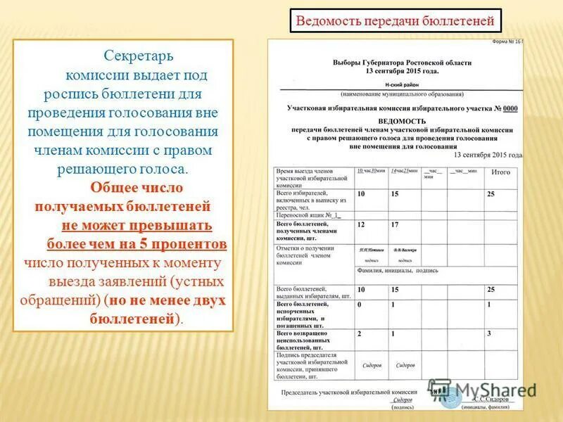 Образец заявления для голосования вне помещения