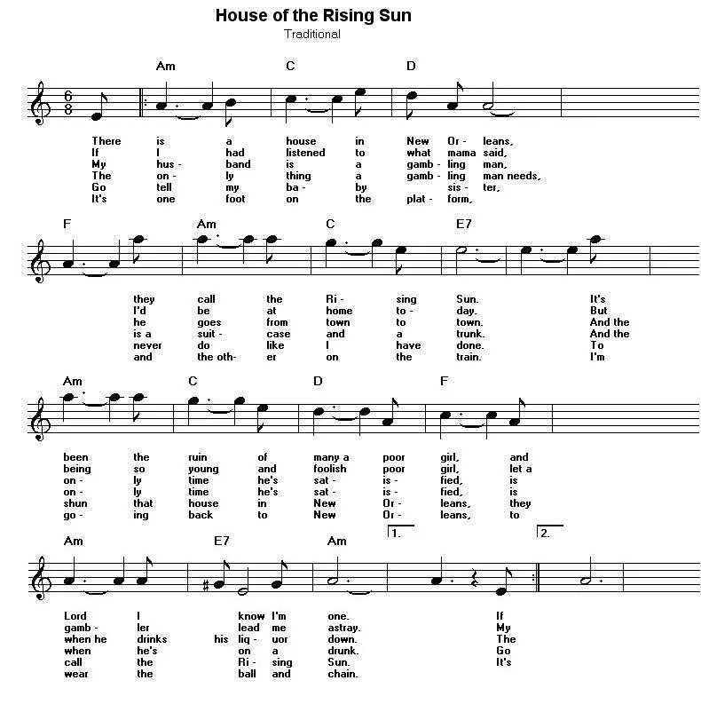 Animals house of rising аккорды. House of the Rising Sun Ноты. House of the Rising Sun текст. House of the Rising Sun табы для гитары. House of the Rising Sun табы.