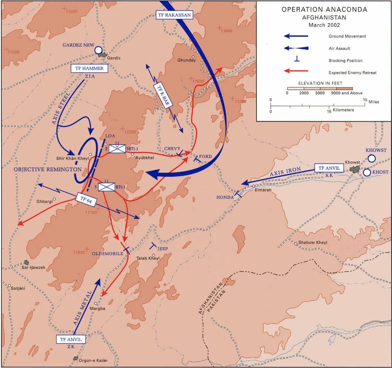 Операция Анаконда в Афганистане. Операция «Анаконда» карта.