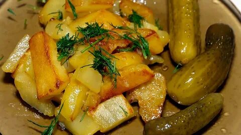 Картошка с мясом с огурцами
