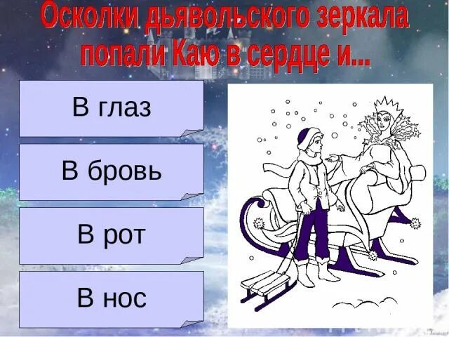 Тест снежная королева 5 класс литература ответы. Вопросы по сказке Снежная Королева.