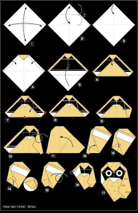 Оригами из бумаги сова схема Pin de Shaora en Origami Instrucciones de origami, Tutorial de origami, Arte del