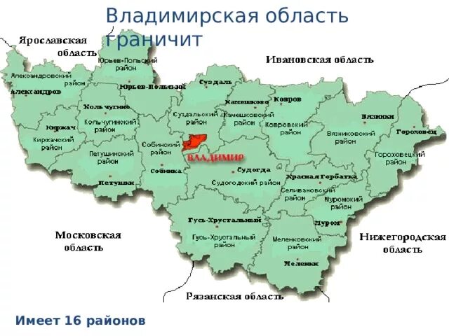 Местоположение владимира. Карта Владимирской области с городами и районами. Владимирская область граничит. С кем граничит Владимирская область. Карта Владимирская область карта.