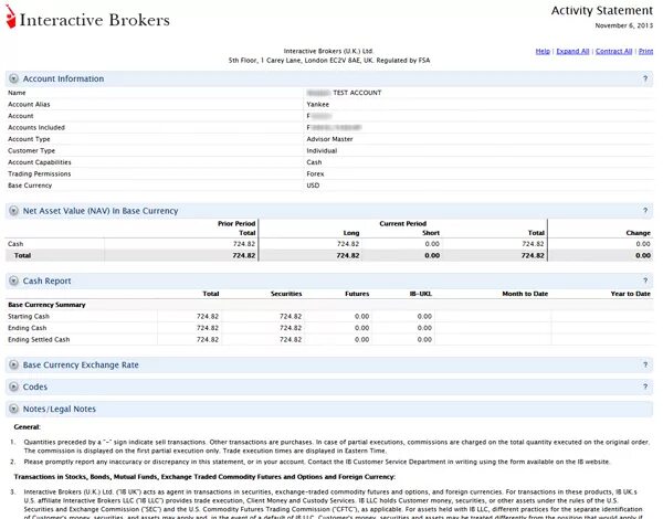 Activity statement. Interactive brokers годовой отчет. Interactive brokers отчет о движении. Доходность interactive brokers. Пример отчета брокера interactive brokers.