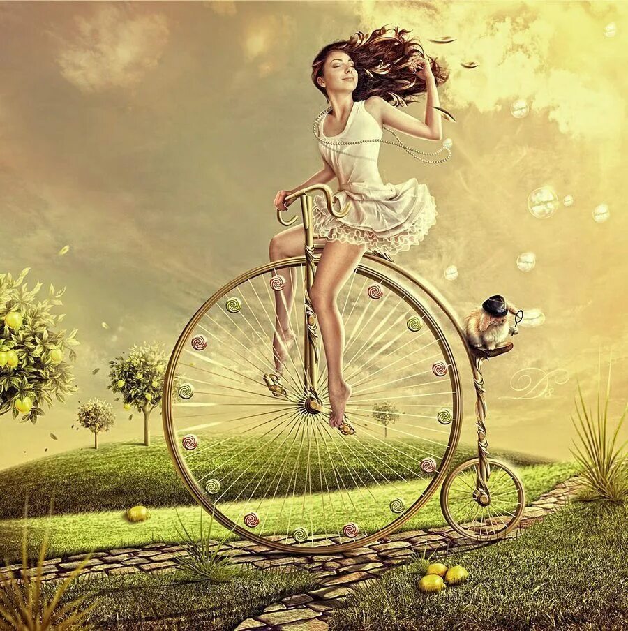 Еду к миленькой автор. Картина девушка на велосипеде. Девушка на велосипеде арт. Позитивные картины. Девушка на велосипеде нарисованная.