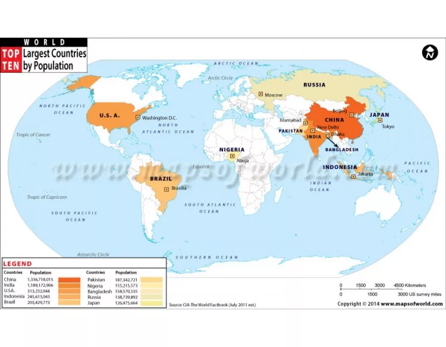 Largest Countries by population. Most populated Countries of the World. The largest Country in the World. World population by Country. What is the population of russia