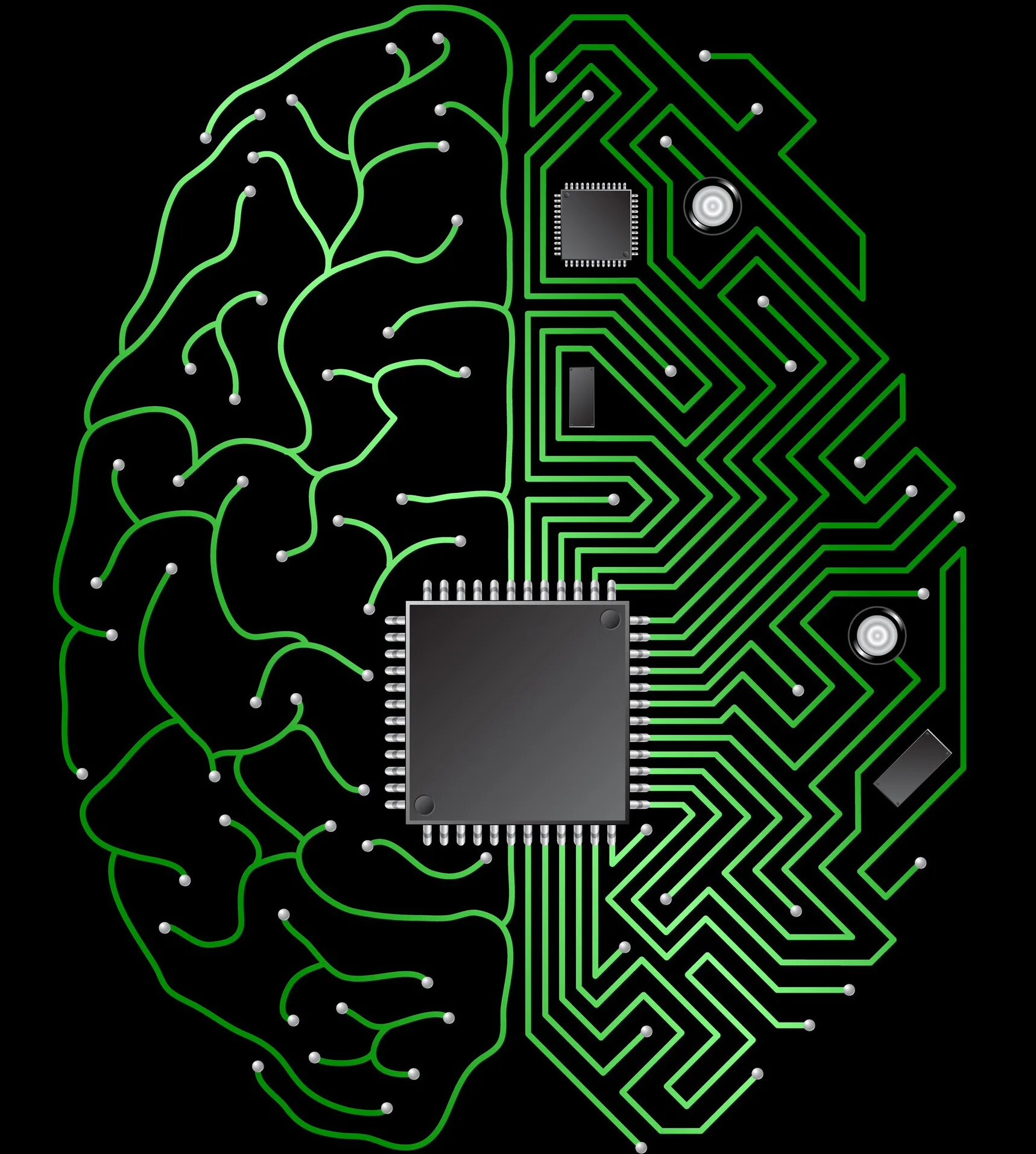 Электронный мозг. Кибернетический мозг. Мозг процессор. Цифровые микросхемы. Компьютерный мозг игра