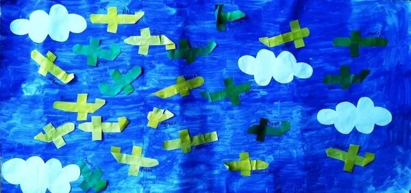 Коллективная аппликация летящие самолеты. Коллективная работа самолеты в средней группе. Коллективная аппликация летящие самолеты. Аппликация «летящие самолеты» (коллективная композиция). Коллективная работа самолеты в средней группе.