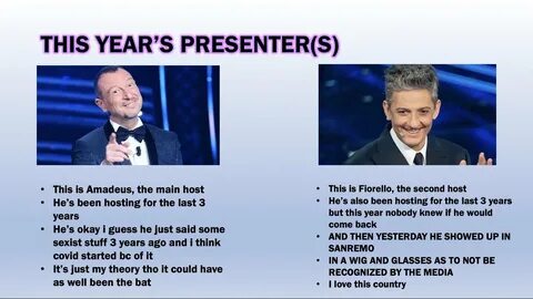 THIS YEAR’S PRESENTER(S) #Sanremo2022.