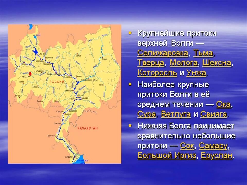 Главный приток волги. Кама и Ока притоки Волги. Крупные притоки реки Волга. Крупнейшие притоки реки Волги. Крупные притоки реки Волга на карте.