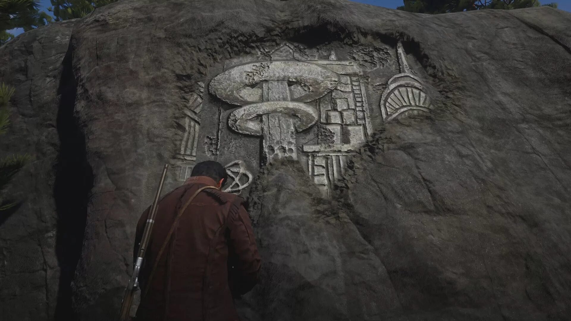 Таинственный дом на Холме rdr 2. Red Dead Redemption 2 Rock Carving. Дом странного человека в РДР 2. Кладбище викингов рдр2.