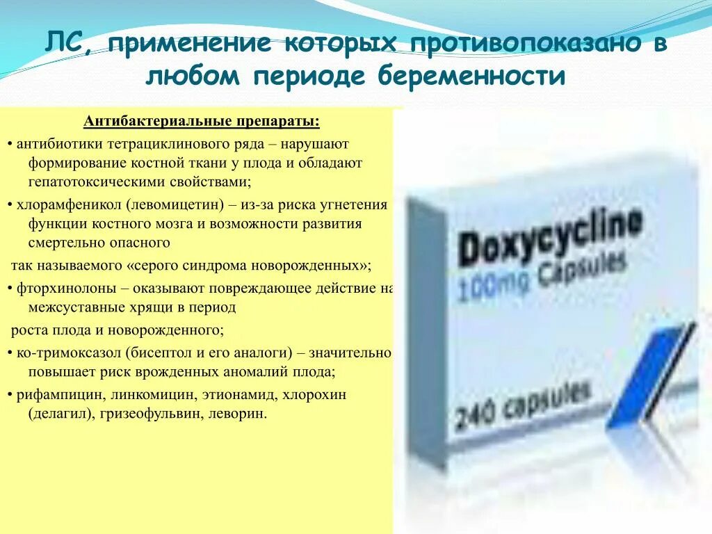 Антибактериальные препараты. Антибиотики противопоказанные беременным. Антибиотики тетрациклинового ряда. Антибактериальные препараты тетрациклинового ряда. Препараты назначаемые беременным