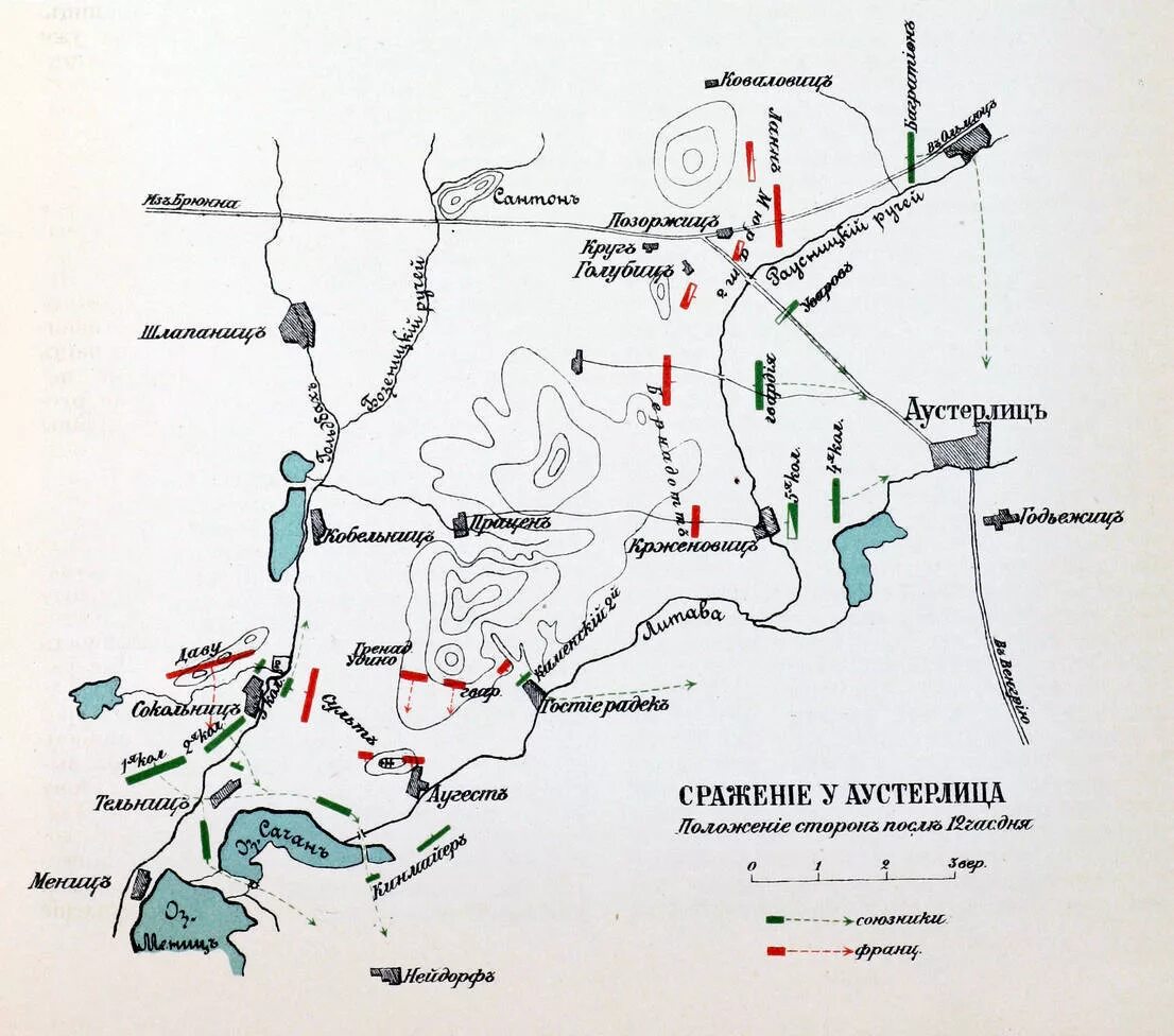 Аустерлиц ход сражения. Битва при аустерлице карта сражения.