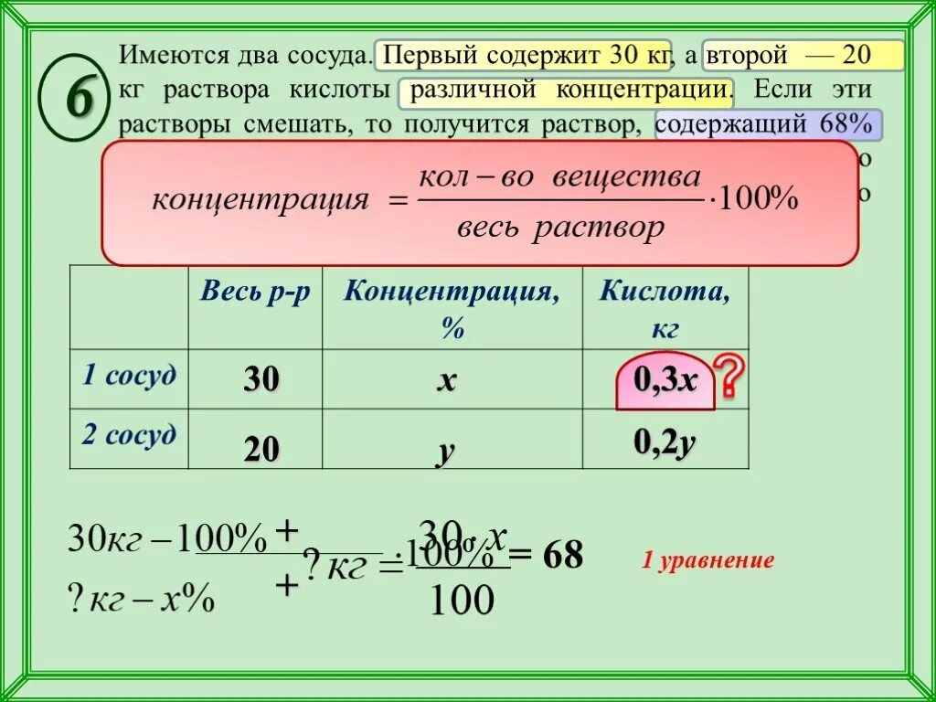 В сосуд содержащий 30 кг воды. Задачи на концентрацию растворов химия 7 класс. Формулы для решения задач на концентрацию растворов. Концентрация раствора формула ОГЭ математика. Задачи на смешивание растворов разных концентраций 6 класс.