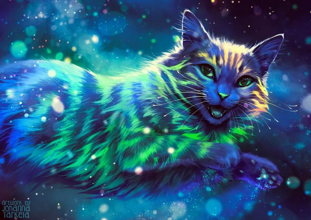 Волшебные коты. Кот арт. Космические котики. Кошки арты. Сказочные кошечки