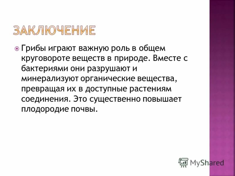 В круговороте веществ грибы играют роль. Грибы паразиты вывод. Вывод про грибы. Заключение о грибах. Вывод по теме грибы-паразиты.