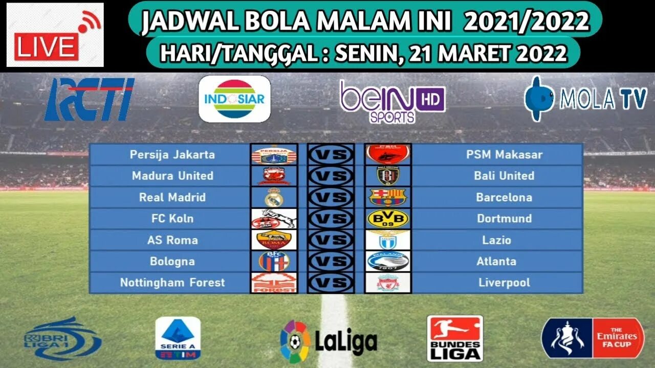 Live streaming bola malam. Streaming Bola malam. Hari ini shirinligi.