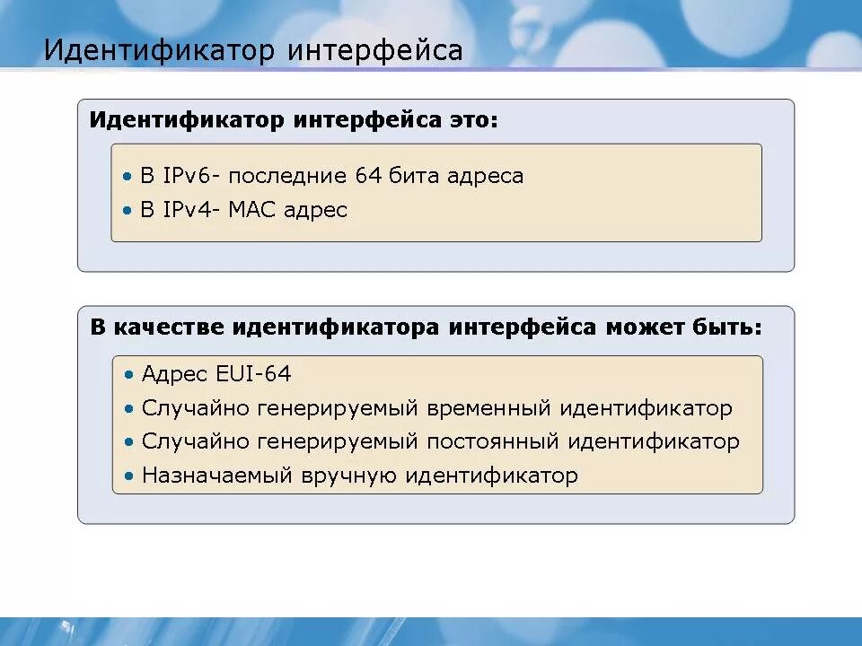 Идентификатор интерфейса. Идентификатор интерфейса