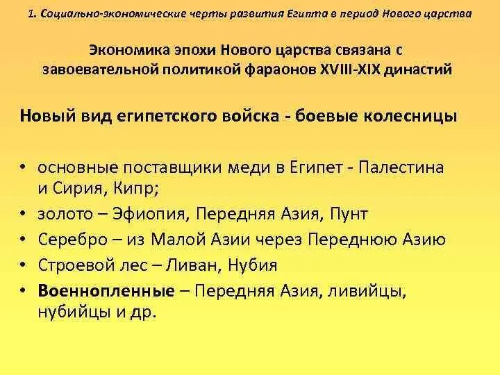 Уровень развития египта