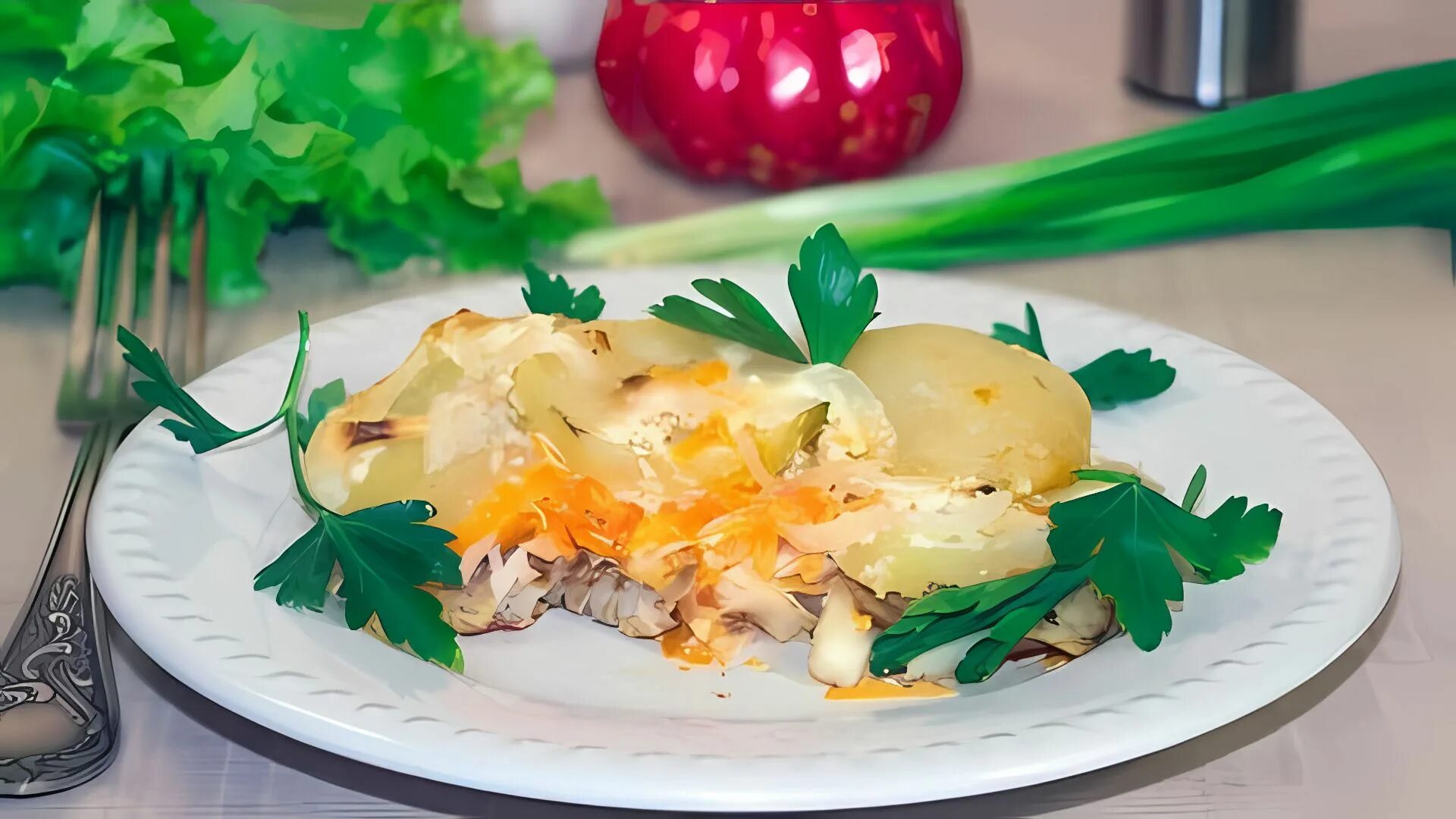 Запеченное яйцо с овощами