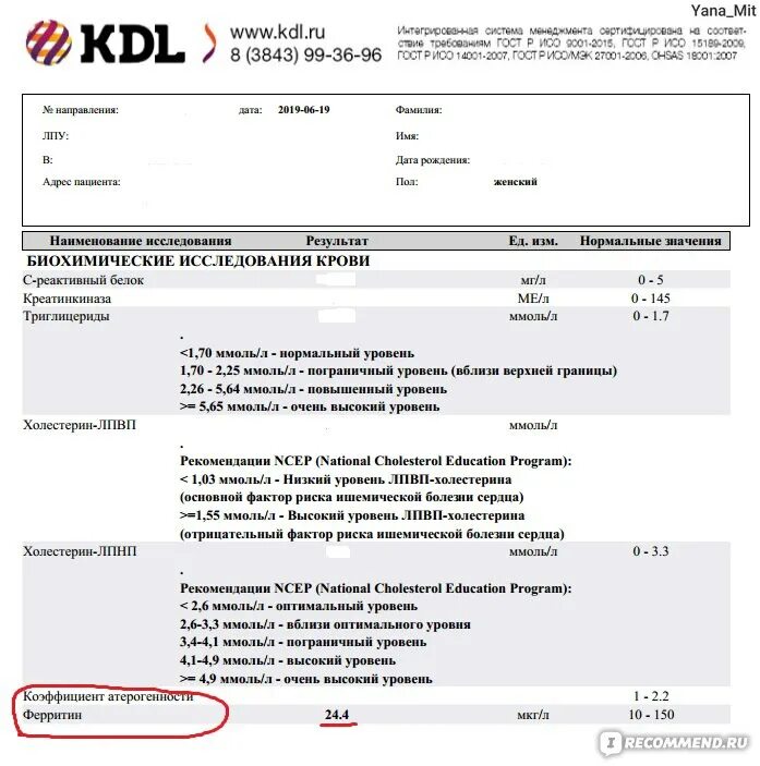 Узнать анализ кдл по номеру. КДЛ. КДЛ анализ ферритин. Ферритин КДЛ. Анализ на железо КДЛ.