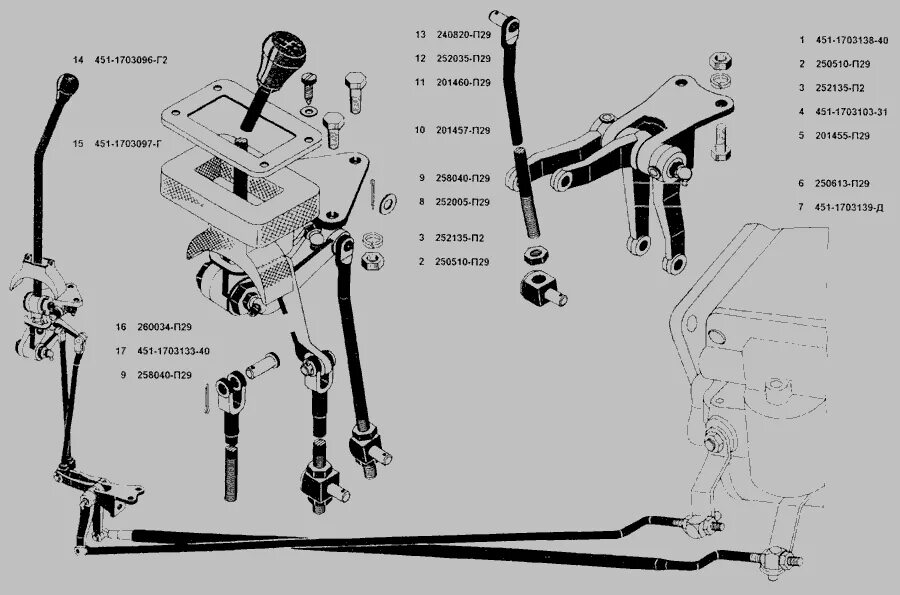 Переключение передач коробки передач уаз. Рычаг переключения КПП УАЗ 452. Рычаг КПП УАЗ 452 4 ступка. Привод УАЗ 452 рычага КПП. Тяги КПП УАЗ 452 схема.