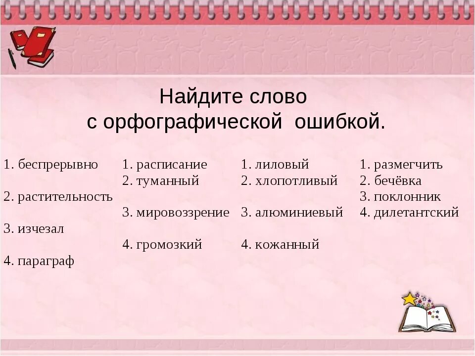 Укажите слово в котором есть ошибка. Слова с орфографическими ошибками. Орфографические ошибки примеры. Орфография примеры ошибок. Виды орфографических ошибок.