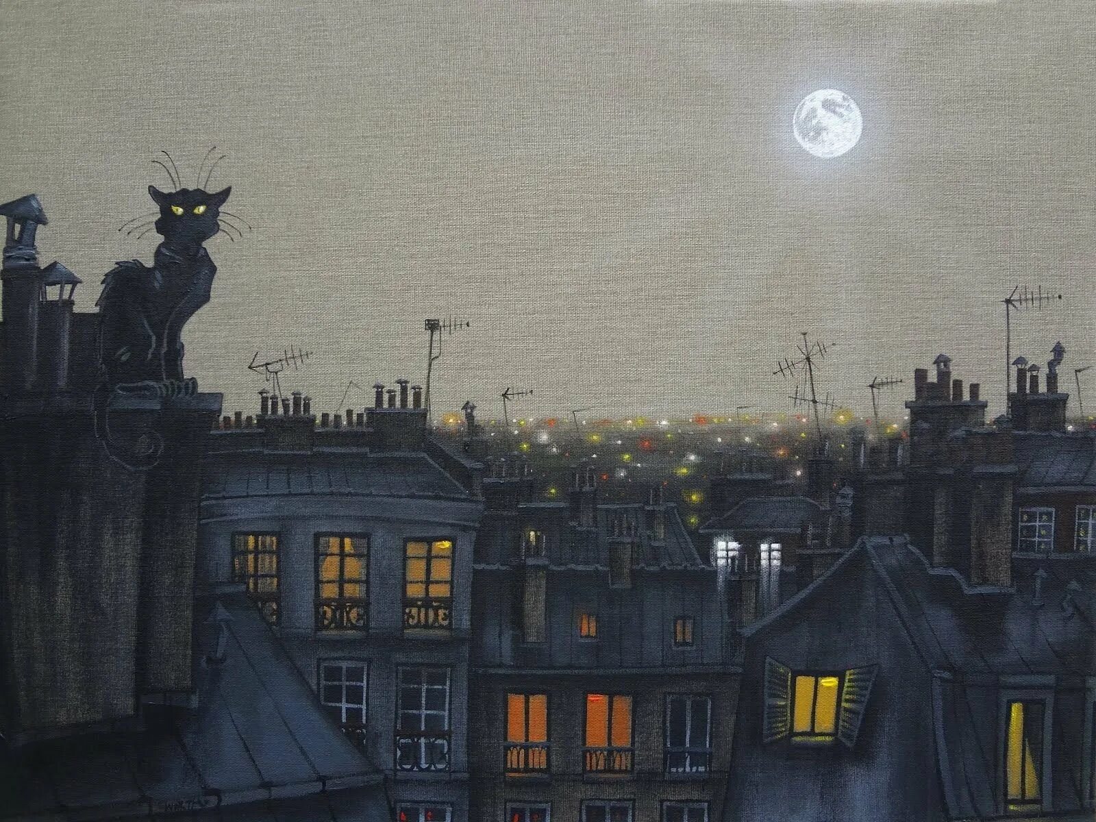 Кот париж. Le chat noir париж. кот на крыше. ночной кот.