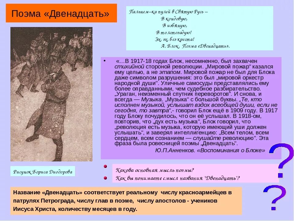 Произведение 12 краткое. Поэма двенадцать. Двенадцать стих. Из поэмы блока 12.