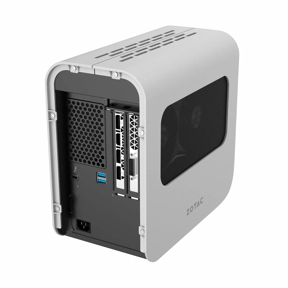 Gpu box. Zotac amp box. внешняя видеокарта thunderbolt 3. корпус для внешняя видеокарта thunderbolt 3. thunderbolt в пк.