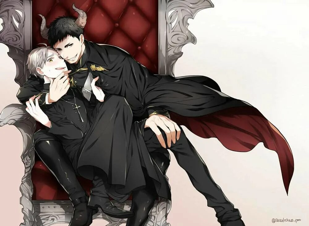 священник демон арт. священник и демон. священник и демон. священник и демон яой. демон клирик.