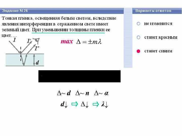 На поверхность стекла с показателем преломления. Интерференция световых волн в тонких пленках. Тонкая пленка освещенная белым светом вследствие явления. Интерференция в тонких пленках. Однослойное просветление оптики формула.