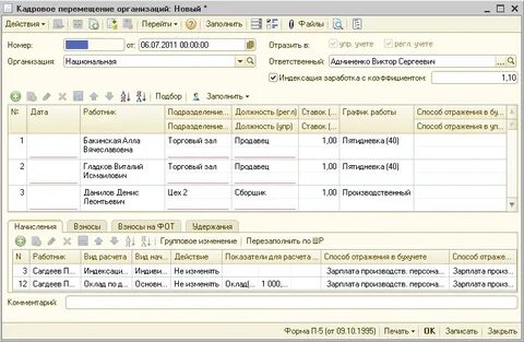 Организация кадровых перемещений