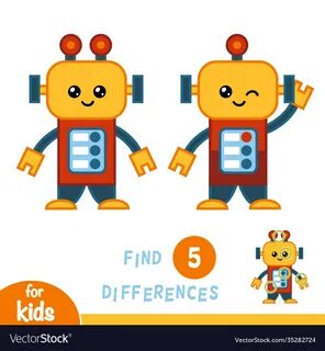 Find differences education game robot Royalty Free Vector