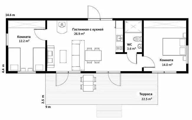 10 популярных идей на тему "2 bedroom one story house plans" для вдохновения
