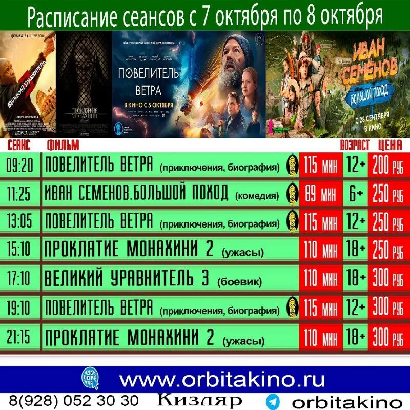 кинотеатр орбита люберцы расписание
