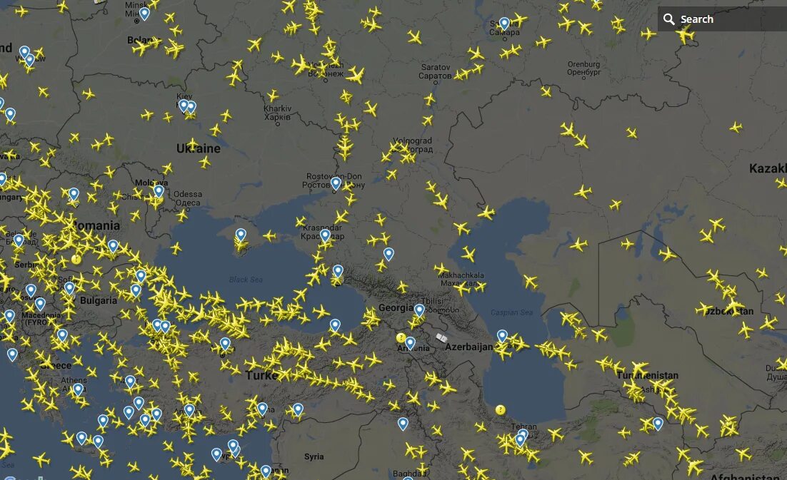 Карта летящих самолетов сейчас