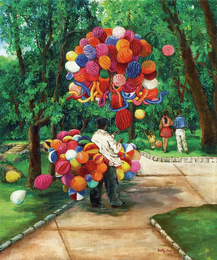 Продавец воздушные шары. Воздушные шарики картина. Картина с воздушными шарами. Воздушные шары живопись. Воздушные шарики в живописи.