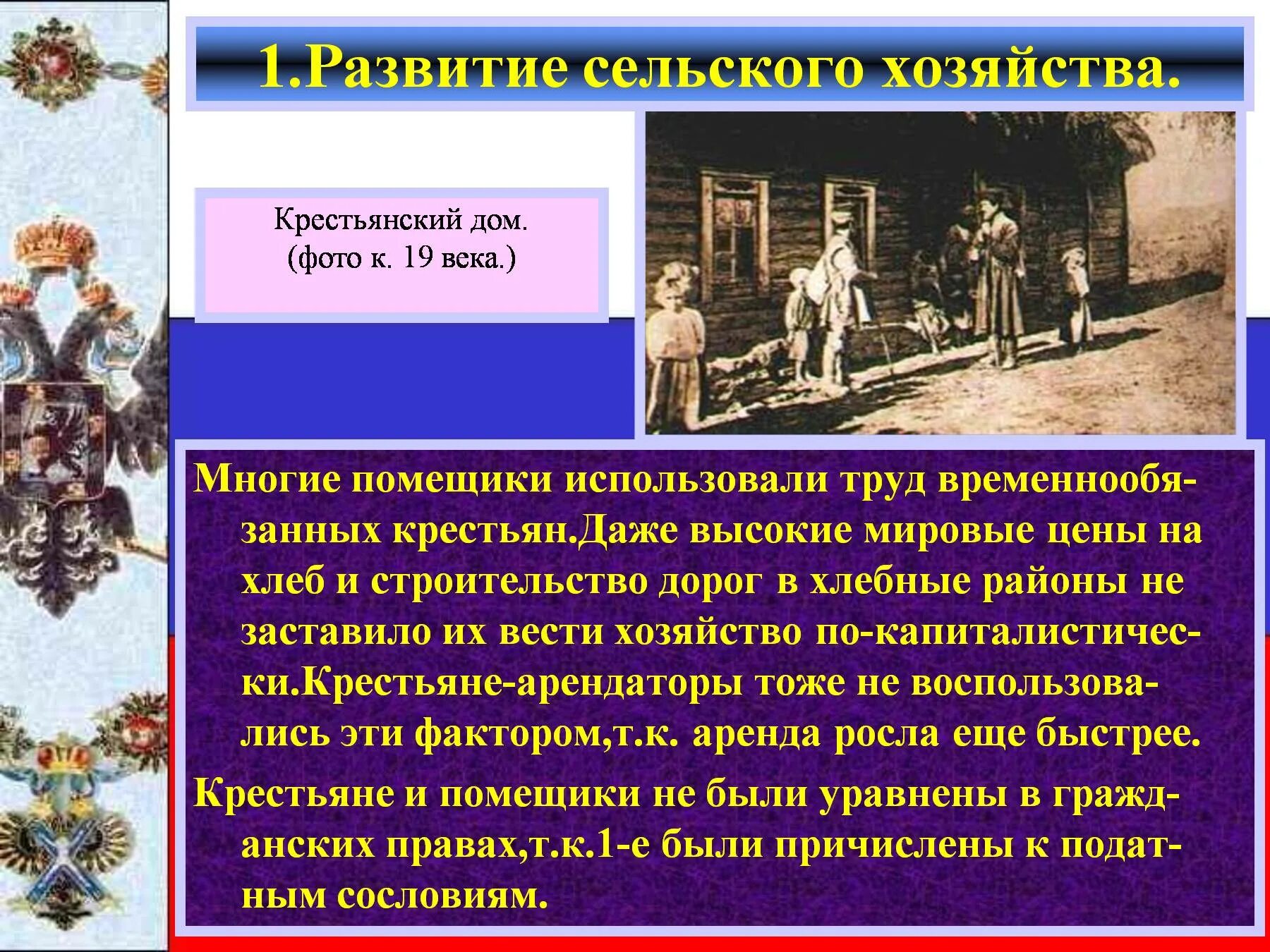 Развитие сельского хозяйства 19 век. Сельское хозяйство в России XIX век. Сельское хозяйство крестьян. Развитие капитализма в сельском хозяйстве. Право конец 19 века