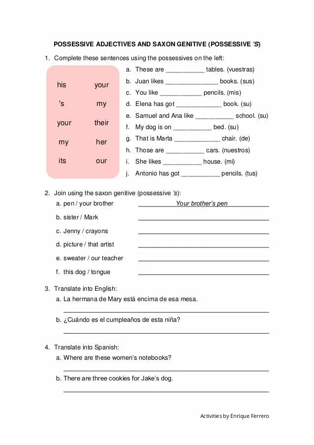 Possessive adjectives Worksheets. Английский задания Elementary possessive. Exercises for possessive adjectives. Притяжательные местоимения Worksheets. Possessive adjectives worksheet