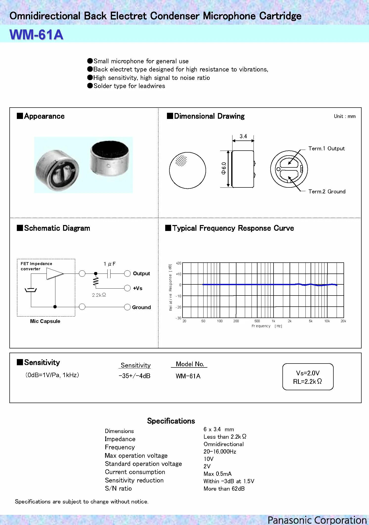 Wm 61a. Микрофон wm61. panasonic wm-61a характеристики. микрофонный капсюль panasonic wm61. 61a микрофонная трубка.