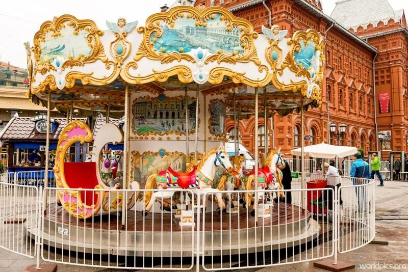 Carousel on the Manezhnaya Square during the New Year Holidays Editorial Image -