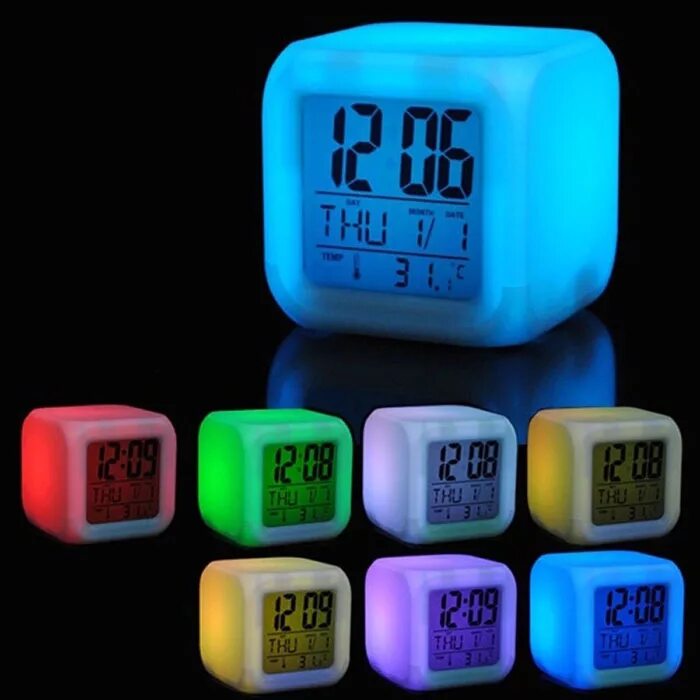 Часы cube. Часы будильник led Color change. Будильник часыolergifts hw-007a 7 цветов меняющийся цифровой куб. Часы будильник кубик Color change. Цифровой светодиодный будильник 13 дюймов LANLAN.