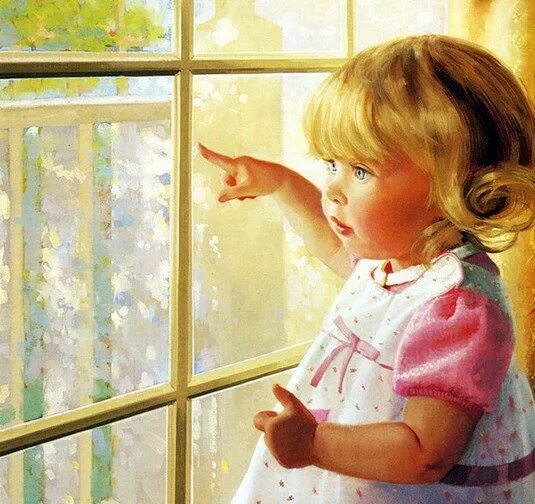 Маленький ребенок скучает по маме. Маленькая девочка скучает у окна. Девочка у окна рисунок. Доброе утро с маленькой девочкой. Скучаю садик