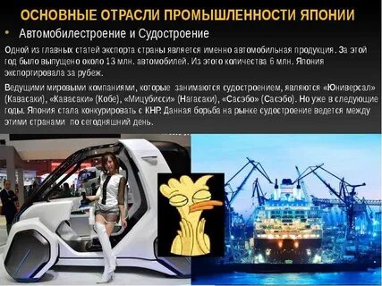 Какая отрасль промышленности отсутствует в японии