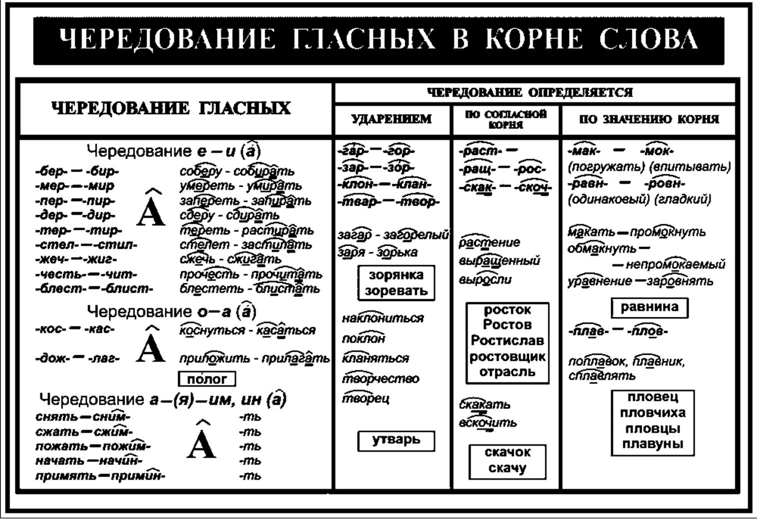 Корни в словах 9 задание. Чередующиеся гласные таблица 11 класс. Чередующиеся гласные таблица 9 класс.