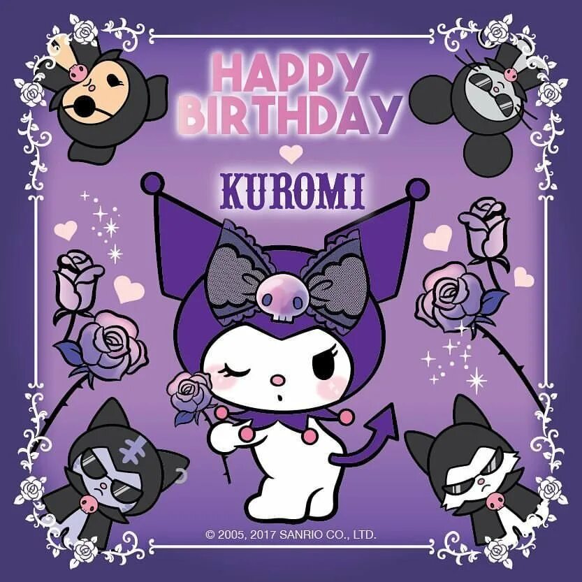 Май мелоди куроми хеллоу. Китти Kuromi. Kuromi Санрио. Куроми открытка на день рождения. Приглашение на др с Куроми.