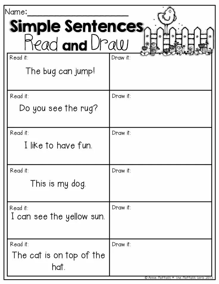 Read and draw. Simple sentence. Read the sentences. Read and draw Worksheets. Read and draw pictures