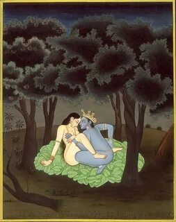 Krishna lovemaking with Radha.